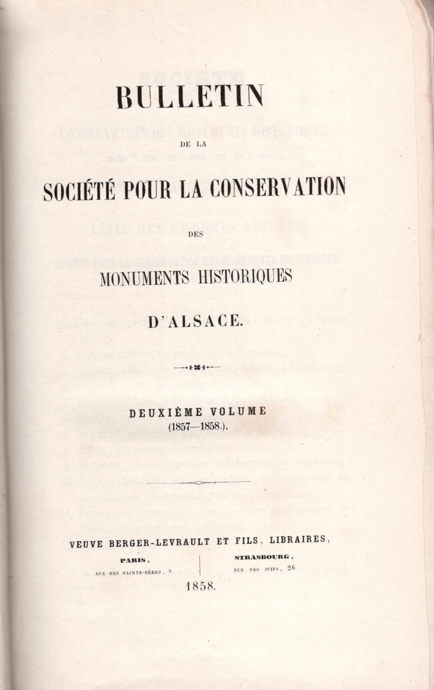 Bulletin de la Société pour la Conservation des Monuments Historiques d'Alsace