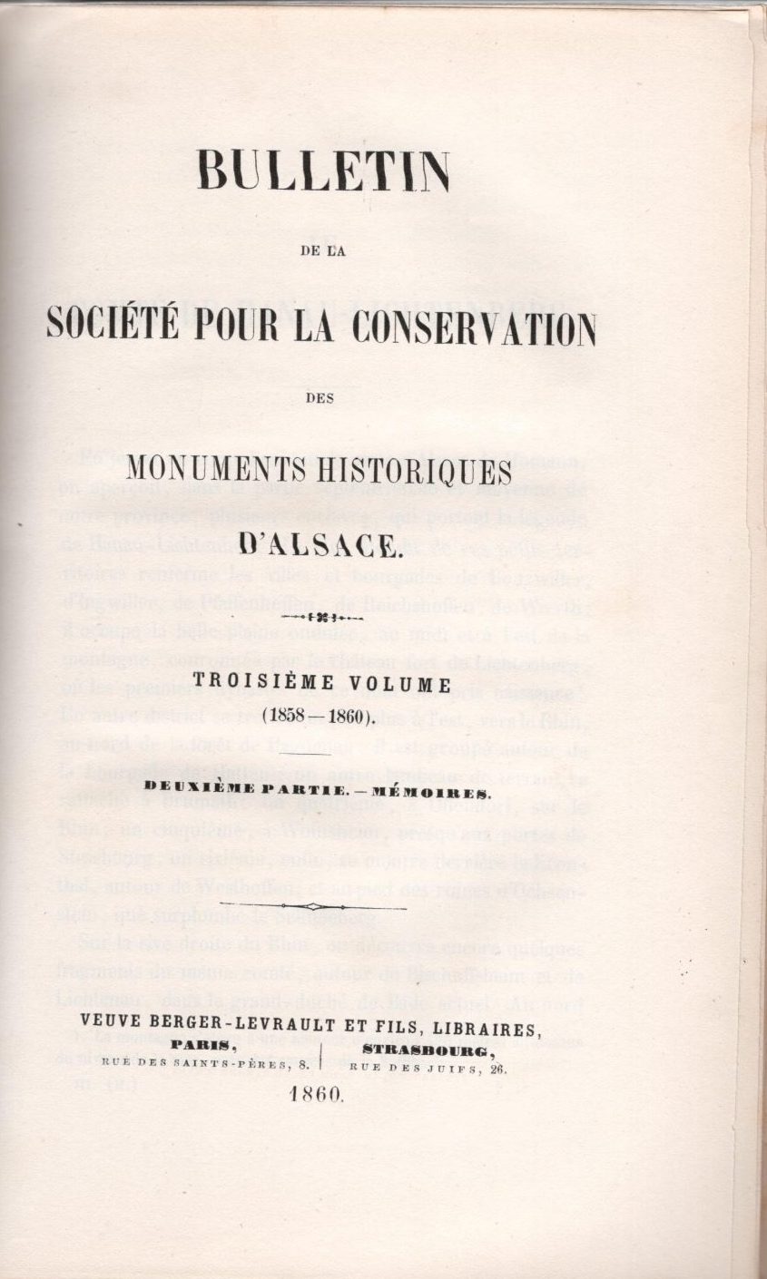 Bulletin de la Société pour la Conservation des Monuments Historiques d'Alsace