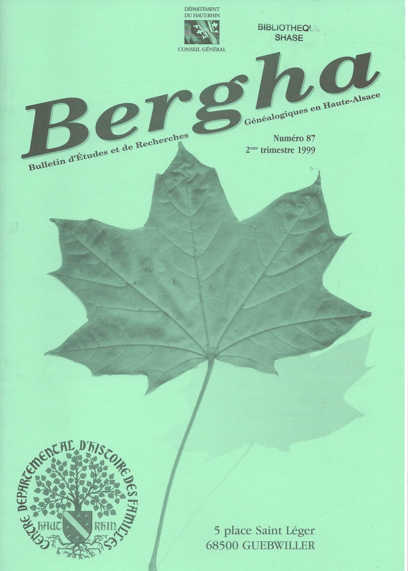 Bergha - Bulletin d'études et de recherches généalogiques en Haute-Alsace