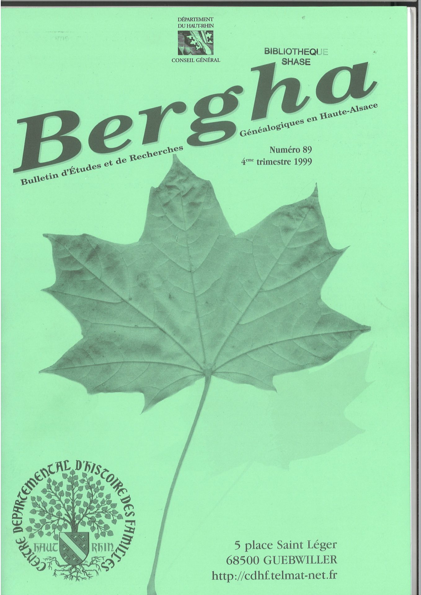 Bergha - Bulletin d'études et de recherches généalogiques en Haute-Alsace