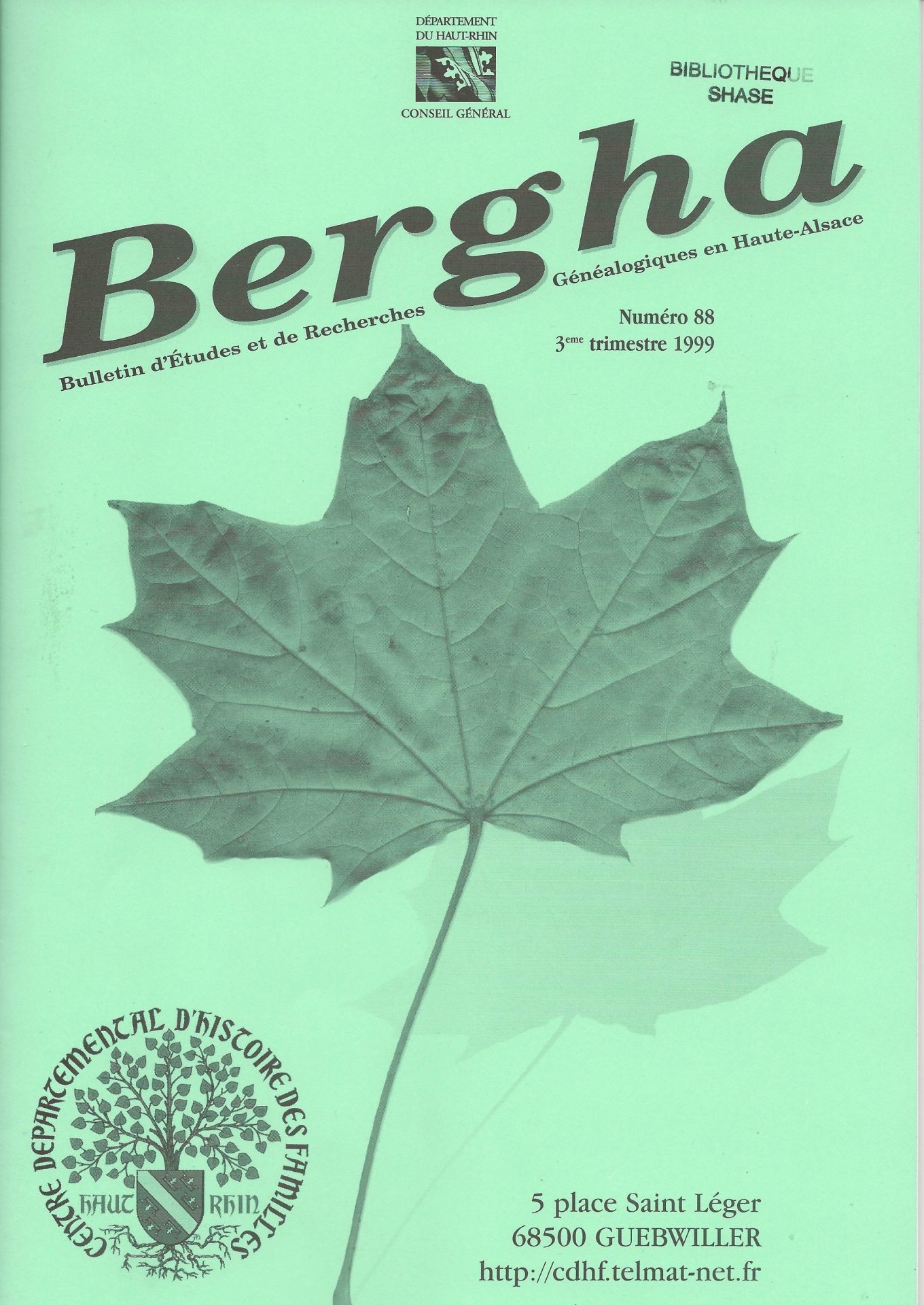 Bergha - Bulletin d'études et de recherches généalogiques en Haute-Alsace