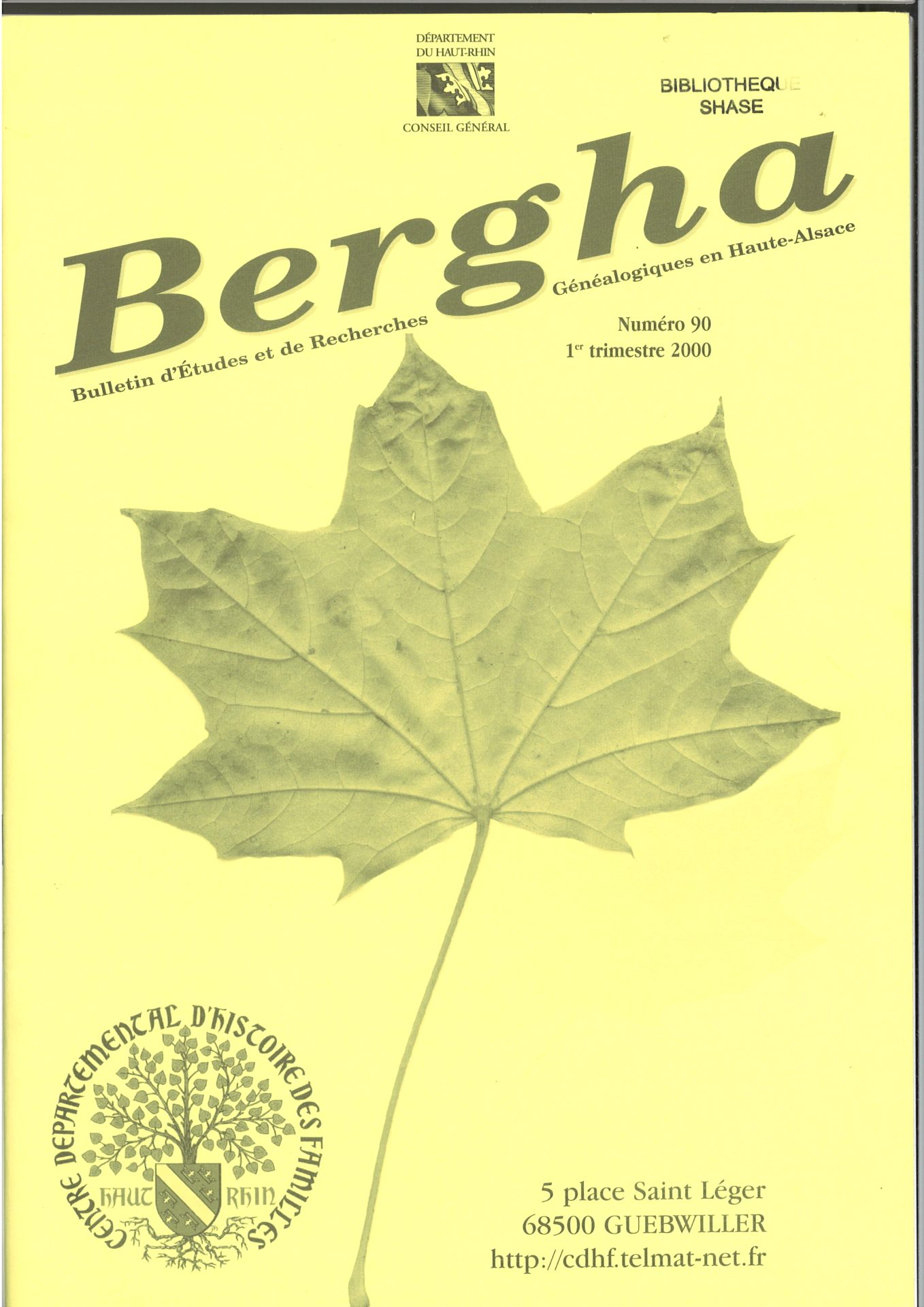 Bergha - Bulletin d'études et de recherches généalogiques en Haute-Alsace