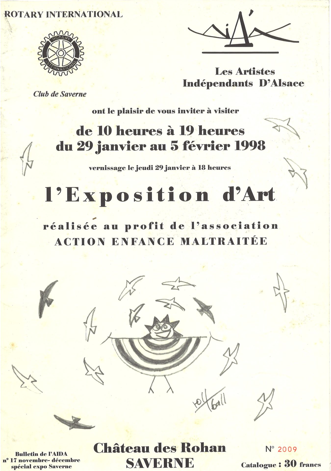 Exposition d'Art réaliée au profit de l'association Action Enfance Maltraitée - Saverne 29 janvier au 5 février 1998