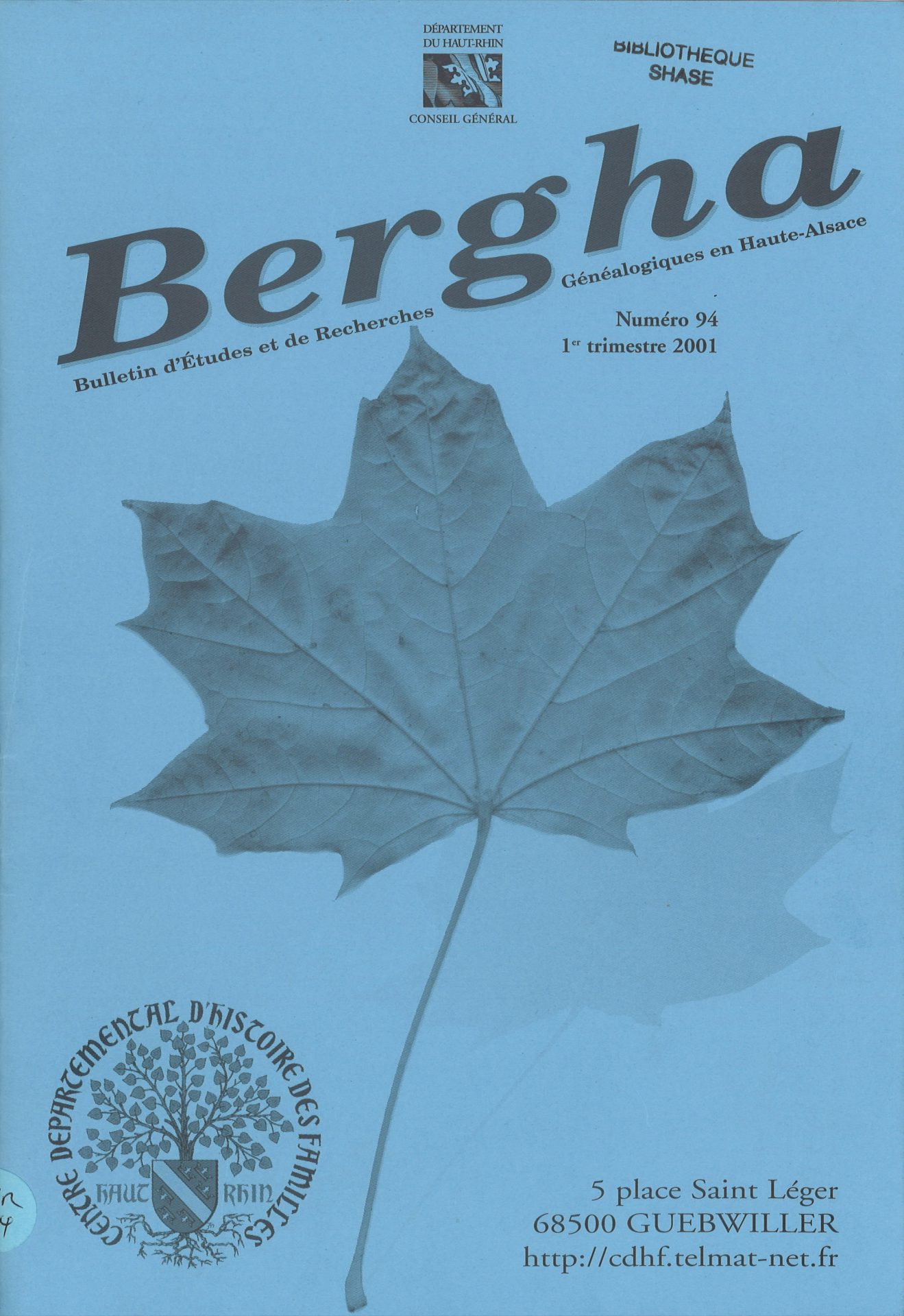 Bergha - Bulletin d'études et de recherches généalogiques en Haute-Alsace