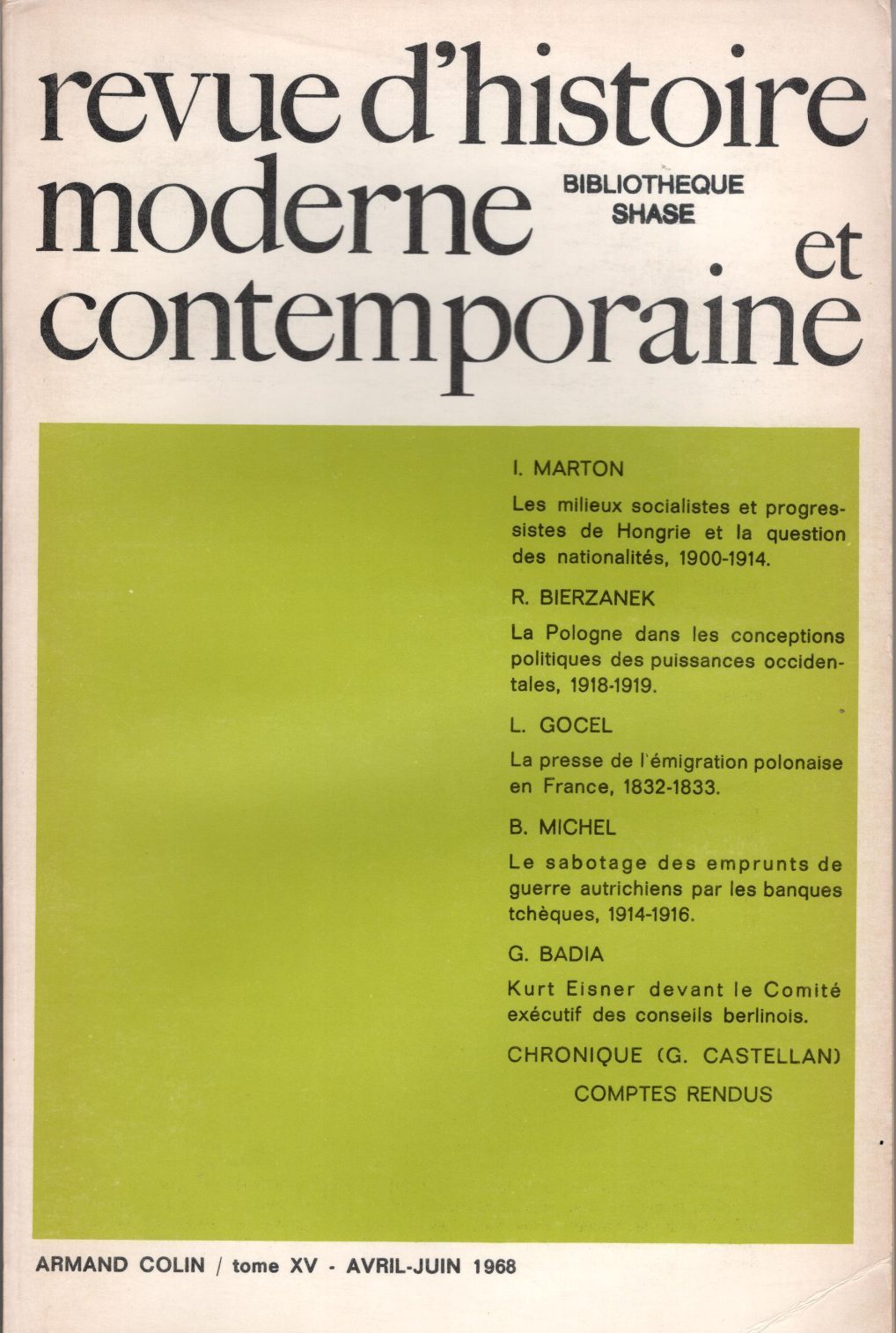 Revue d'histoire moderne et contemporaine - Tome XV