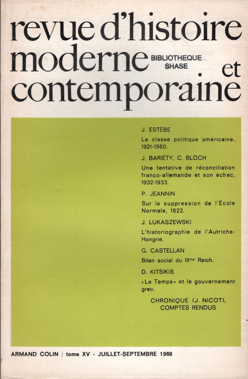 Revue d'histoire moderne et contemporaine - Tome XV
