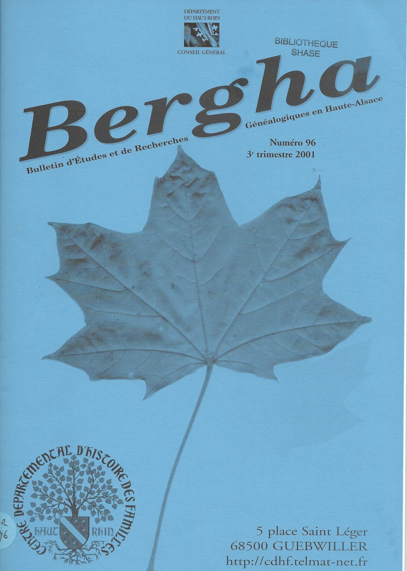 Bergha - Bulletin d'études et de recherches généalogiques en Haute-Alsace