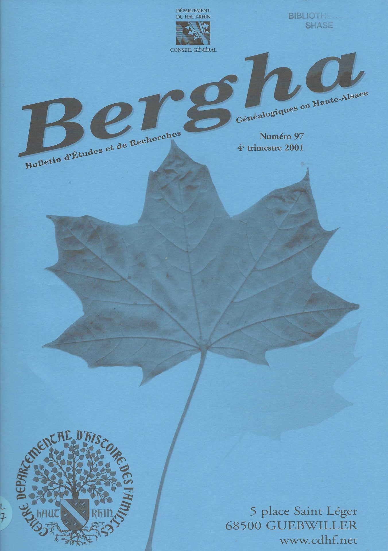 Bergha - Bulletin d'études et de recherches généalogiques en Haute-Alsace