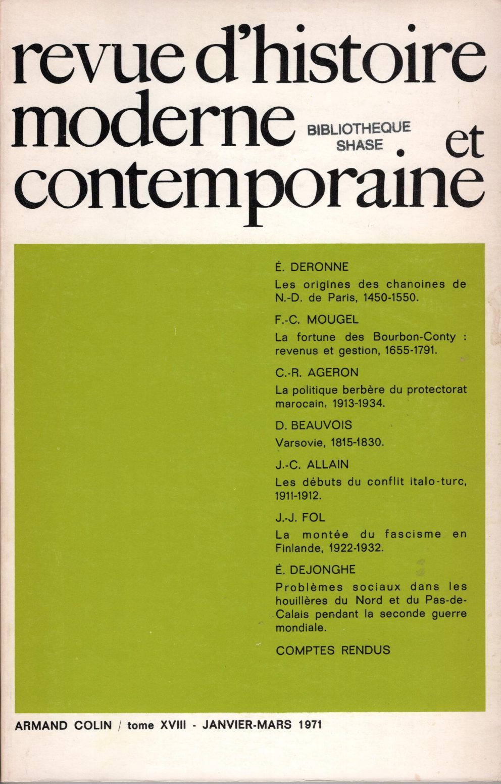 Revue d'histoire moderne et contemporaine - Tome XVIII