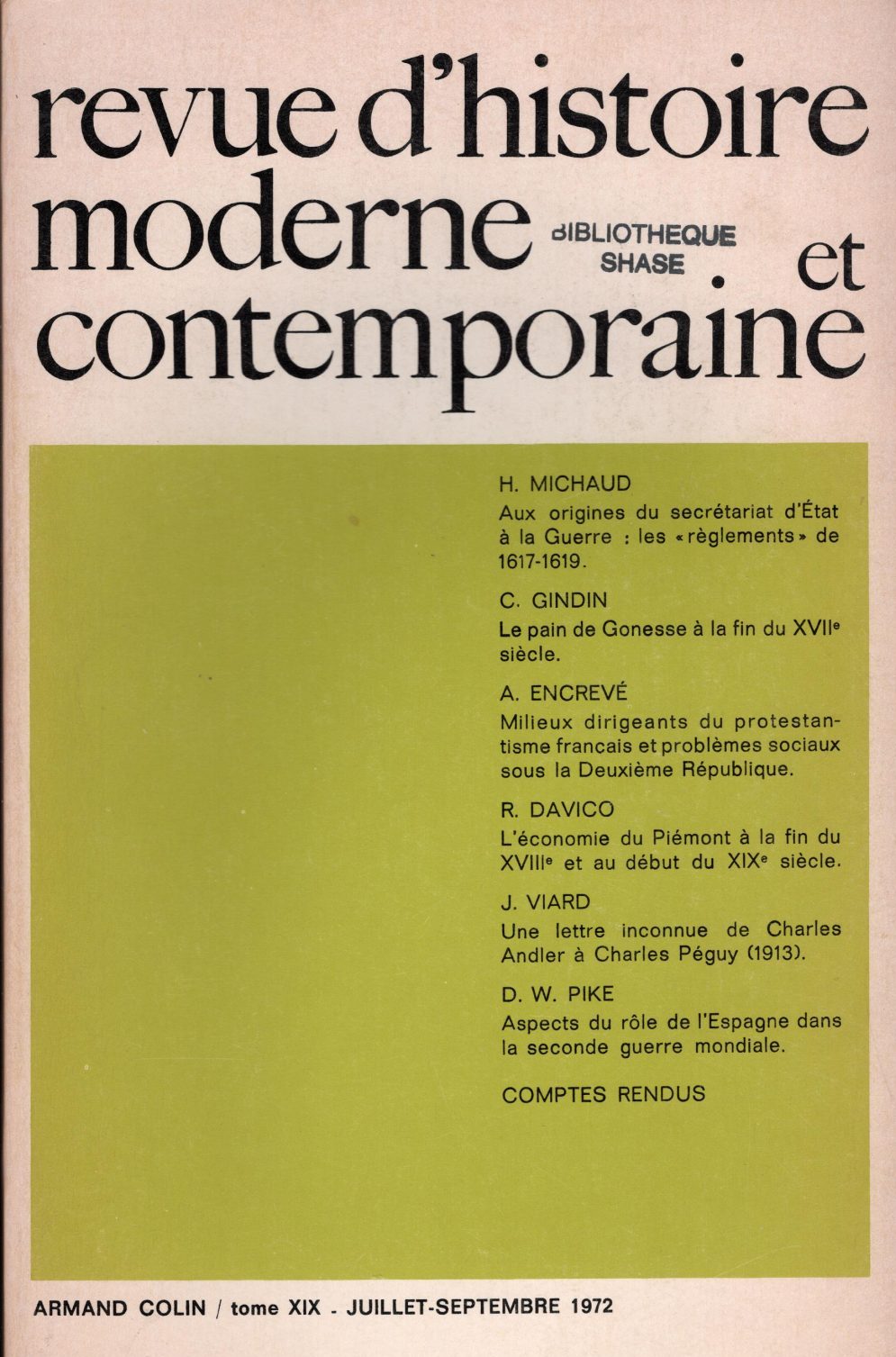 Revue d'histoire moderne et contemporaine - Tome XIX