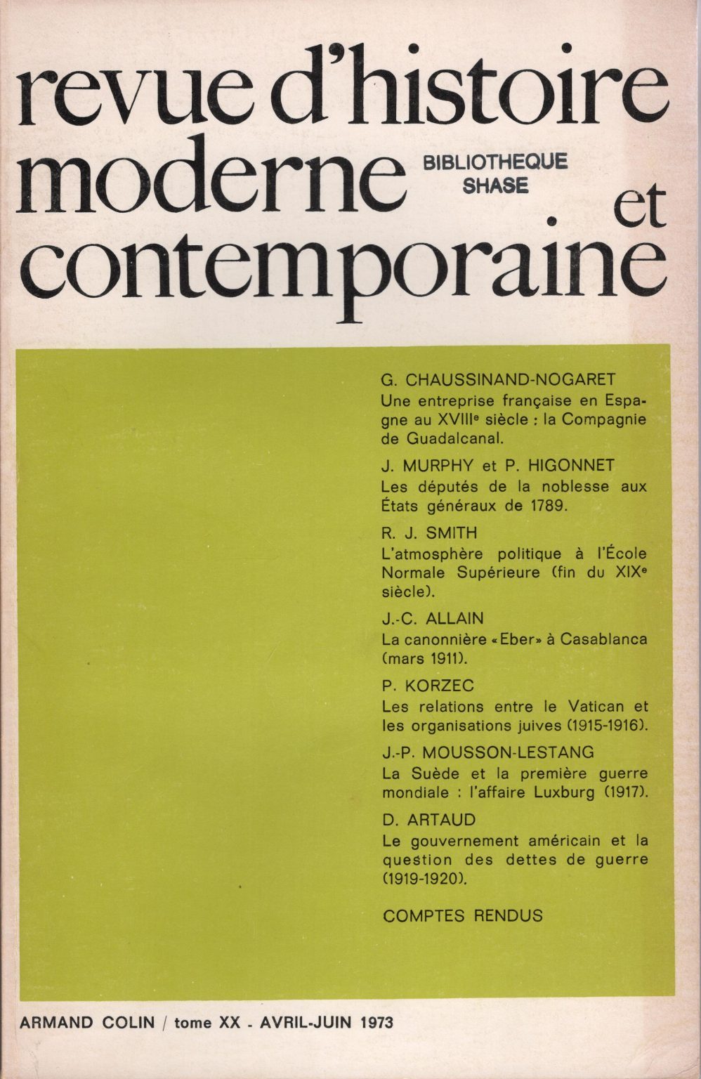 Revue d'histoire moderne et contemporaine - Tome XX