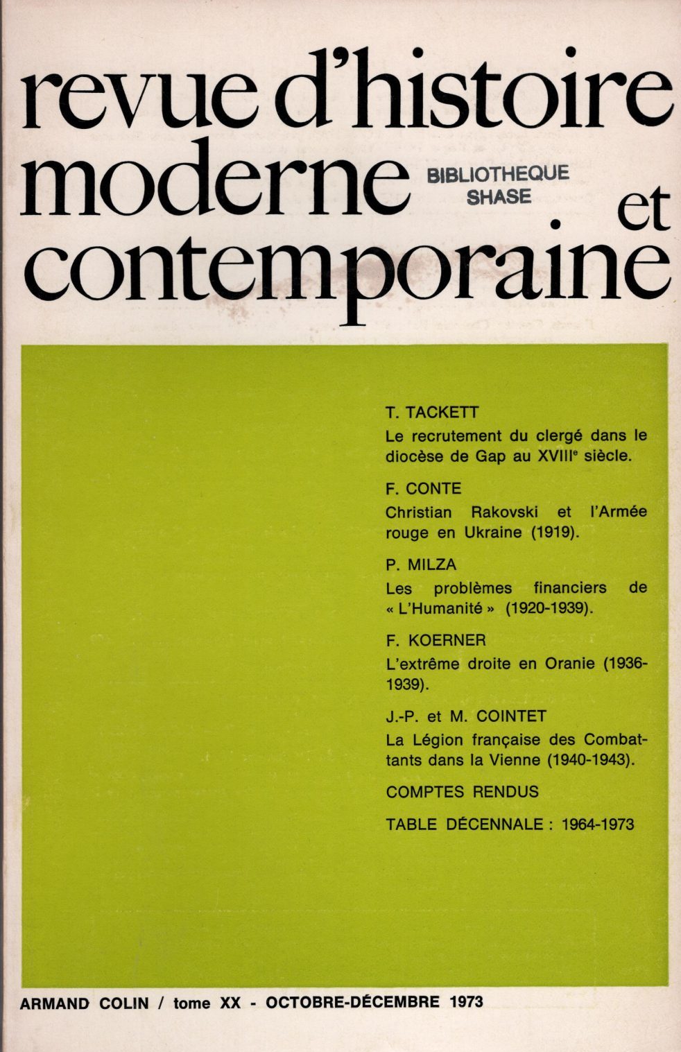 Revue d'histoire moderne et contemporaine - Tome XX