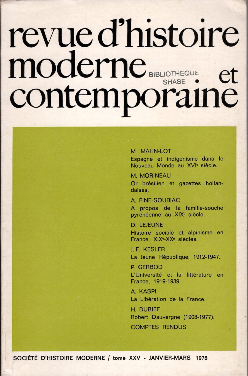 Revue d'histoire moderne et contemporaine - Tome XXV