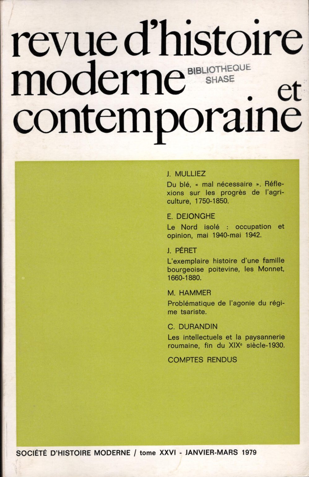 Revue d'histoire moderne et contemporaine - Tome XXVI