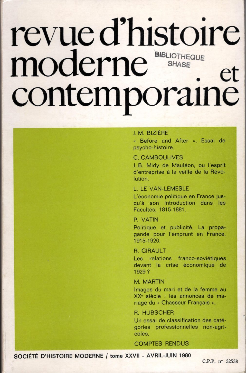 Revue d'histoire moderne et contemporaine - Tome XXVII