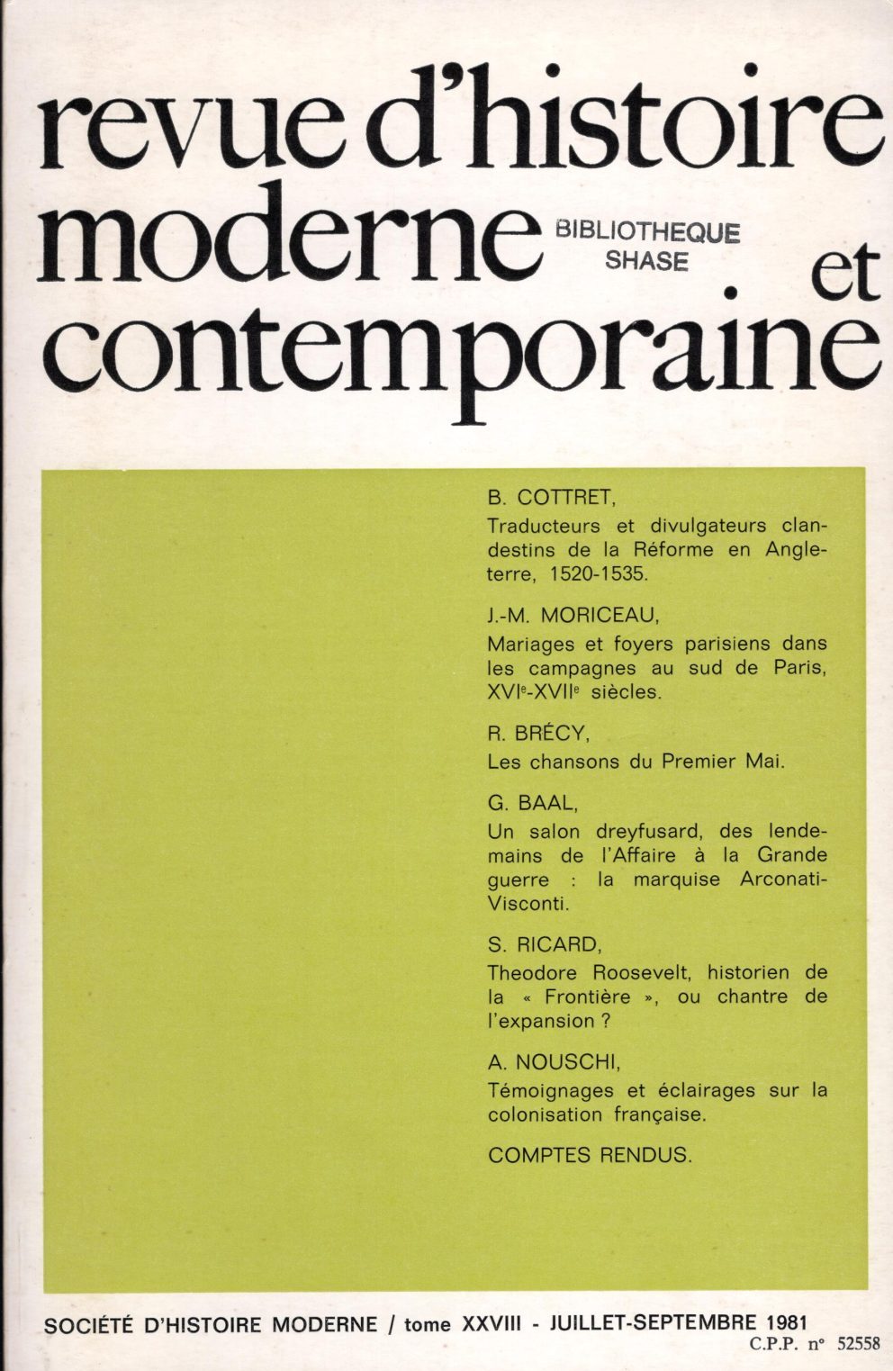 Revue d'histoire moderne et contemporaine - Tome XXVIII