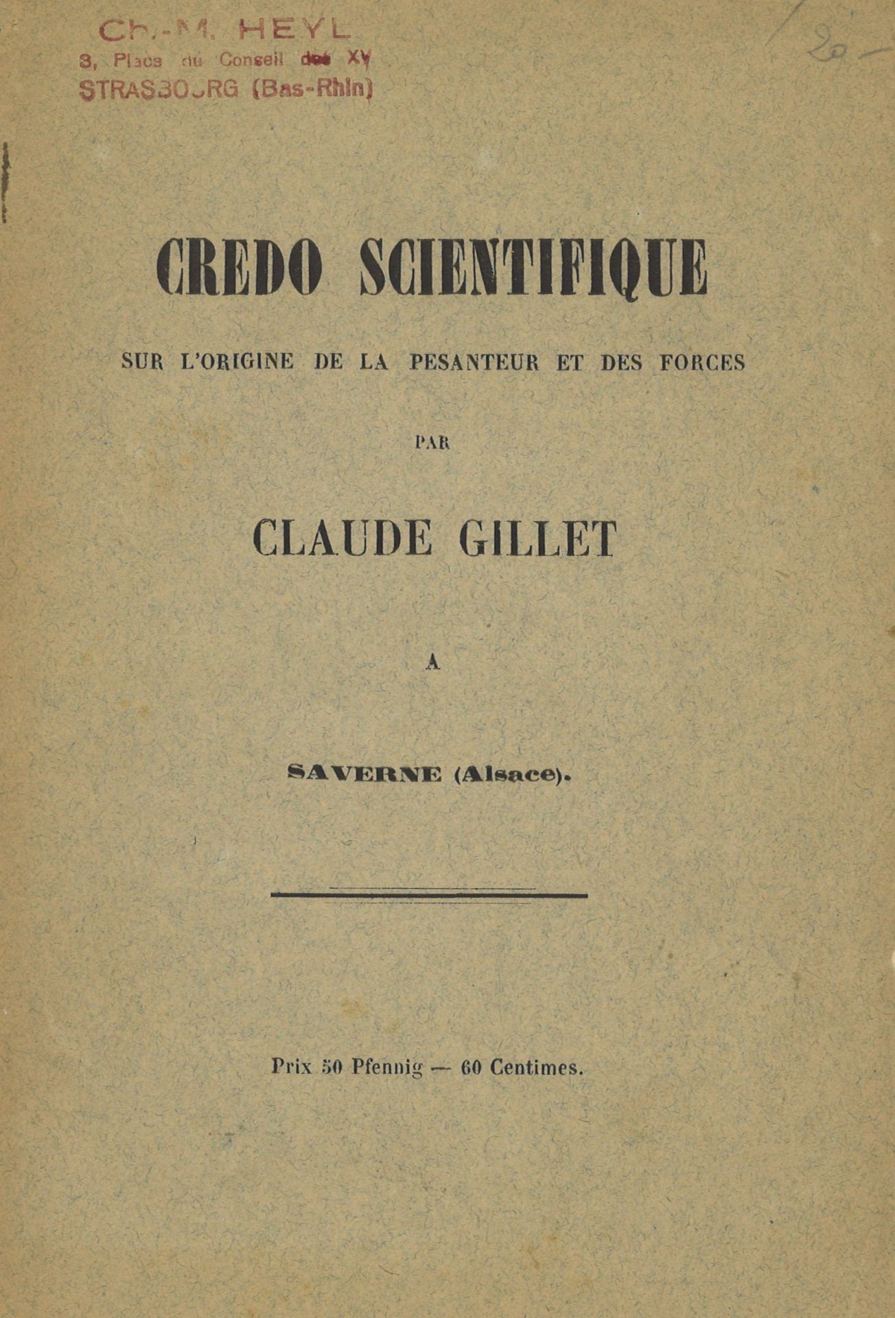 Credo scientifique sur l'origine de la pesanteur et des forces