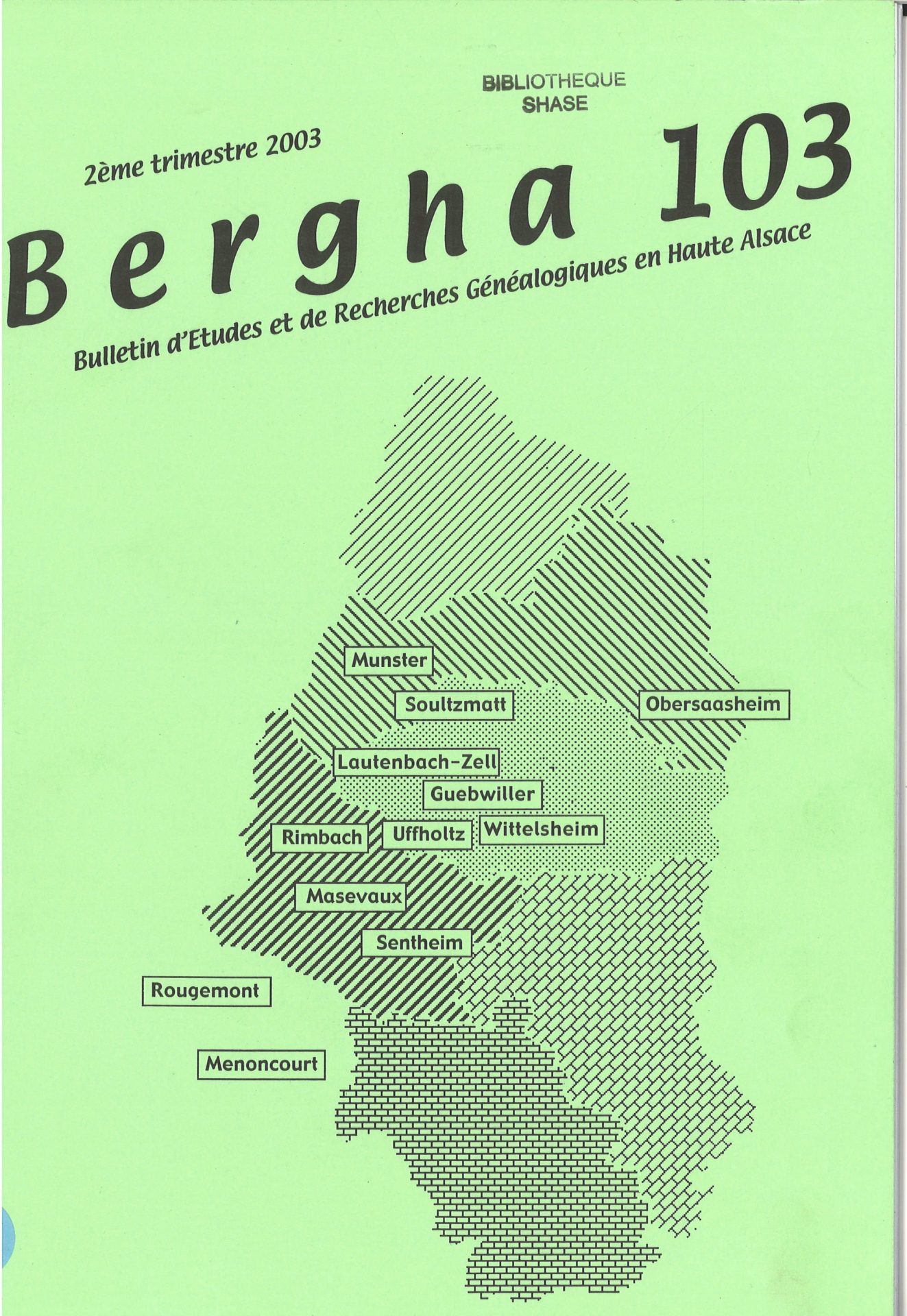 Bergha - Bulletin d'études et de recherches généalogiques en Haute-Alsace