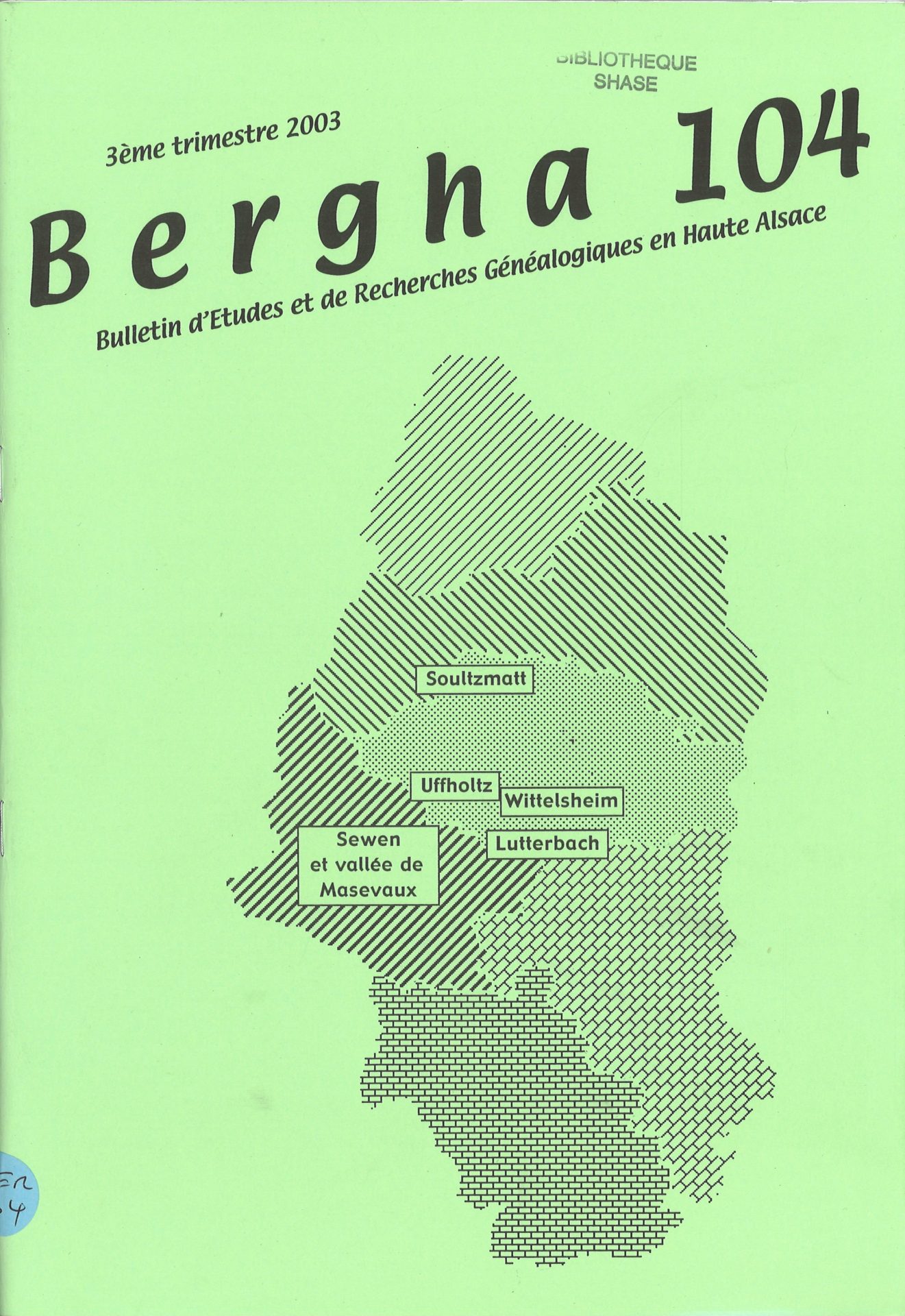 Bergha - Bulletin d'études et de recherches généalogiques en Haute-Alsace