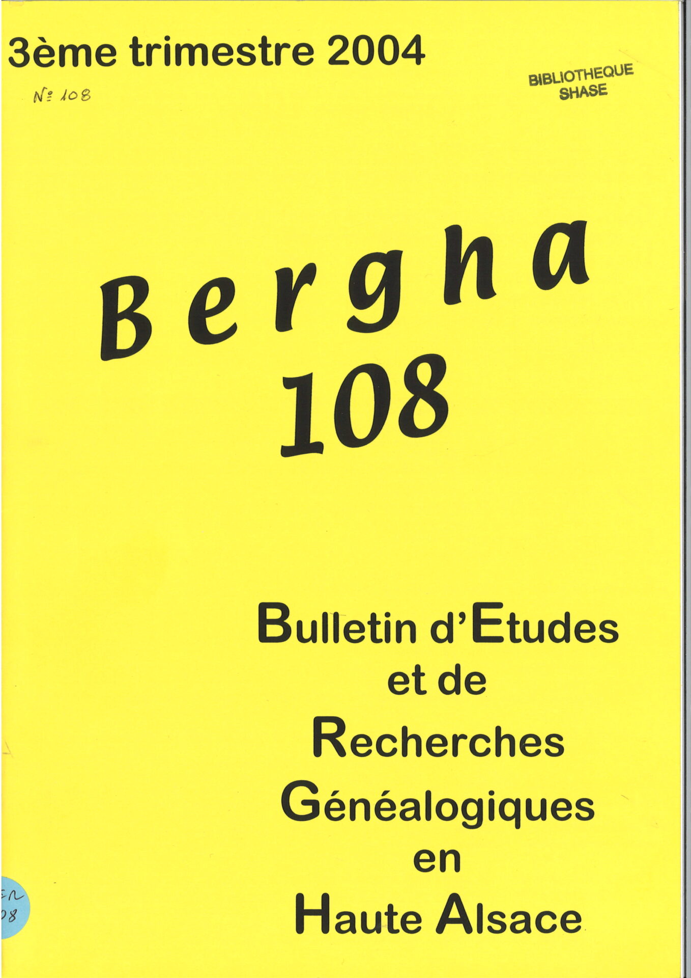 Bergha - Bulletin d'études et de recherches généalogiques en Haute-Alsace