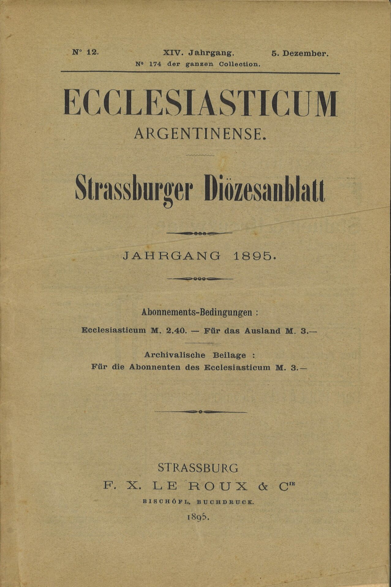 Ecclesiasticum argentinense - Strassburger Diözesanblatt