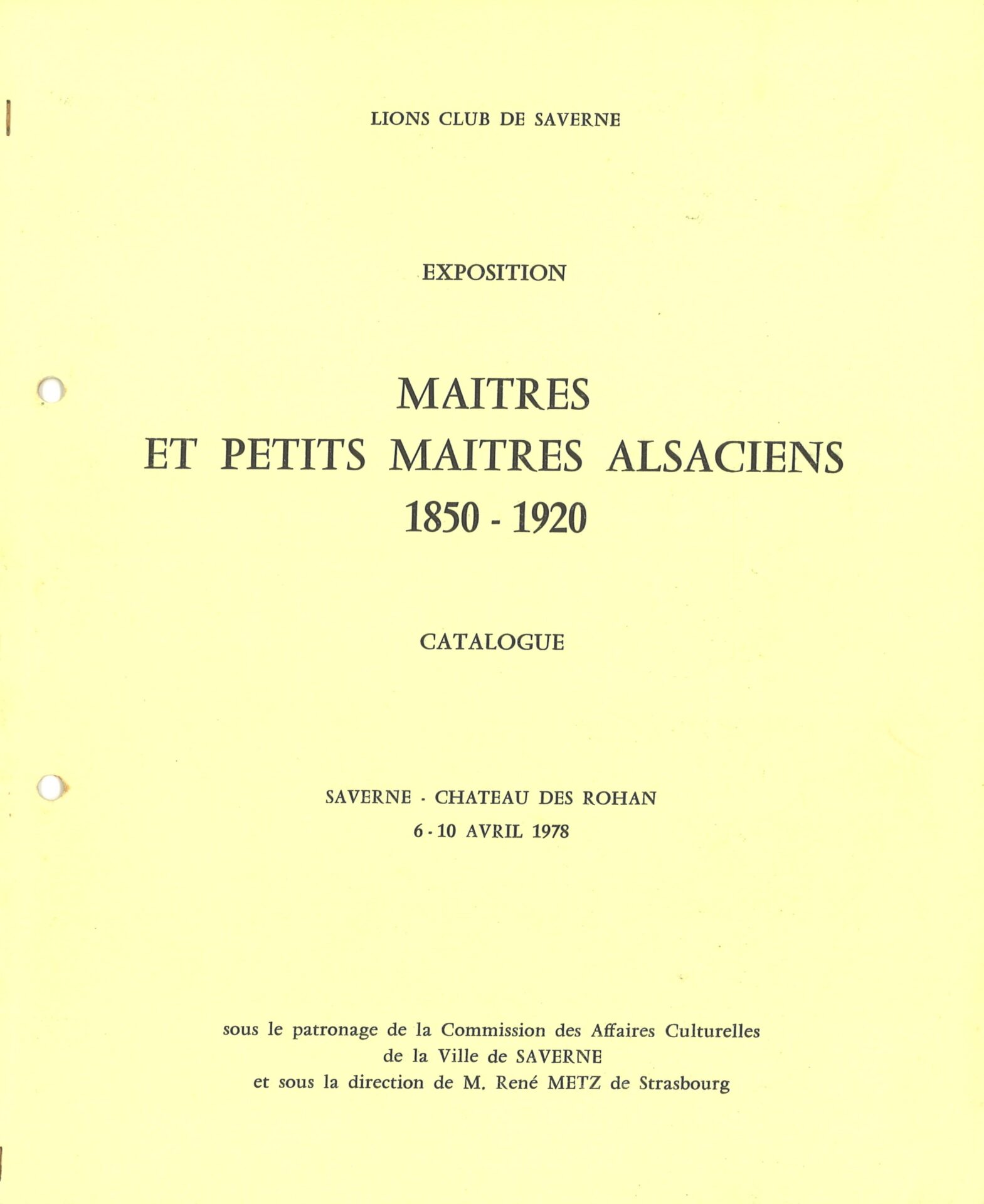 Maîtres et petits maîtres alsaciens 1850-1920