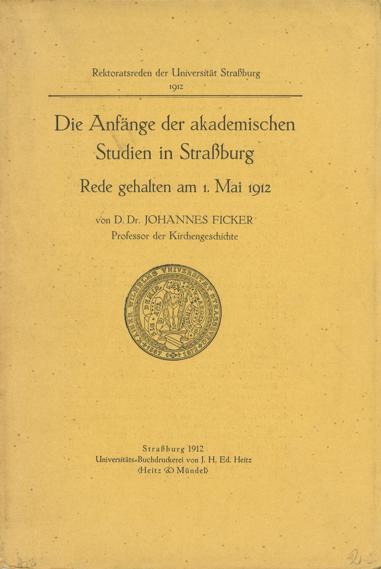Die Anfänge der akademischen Studien in Strassburg