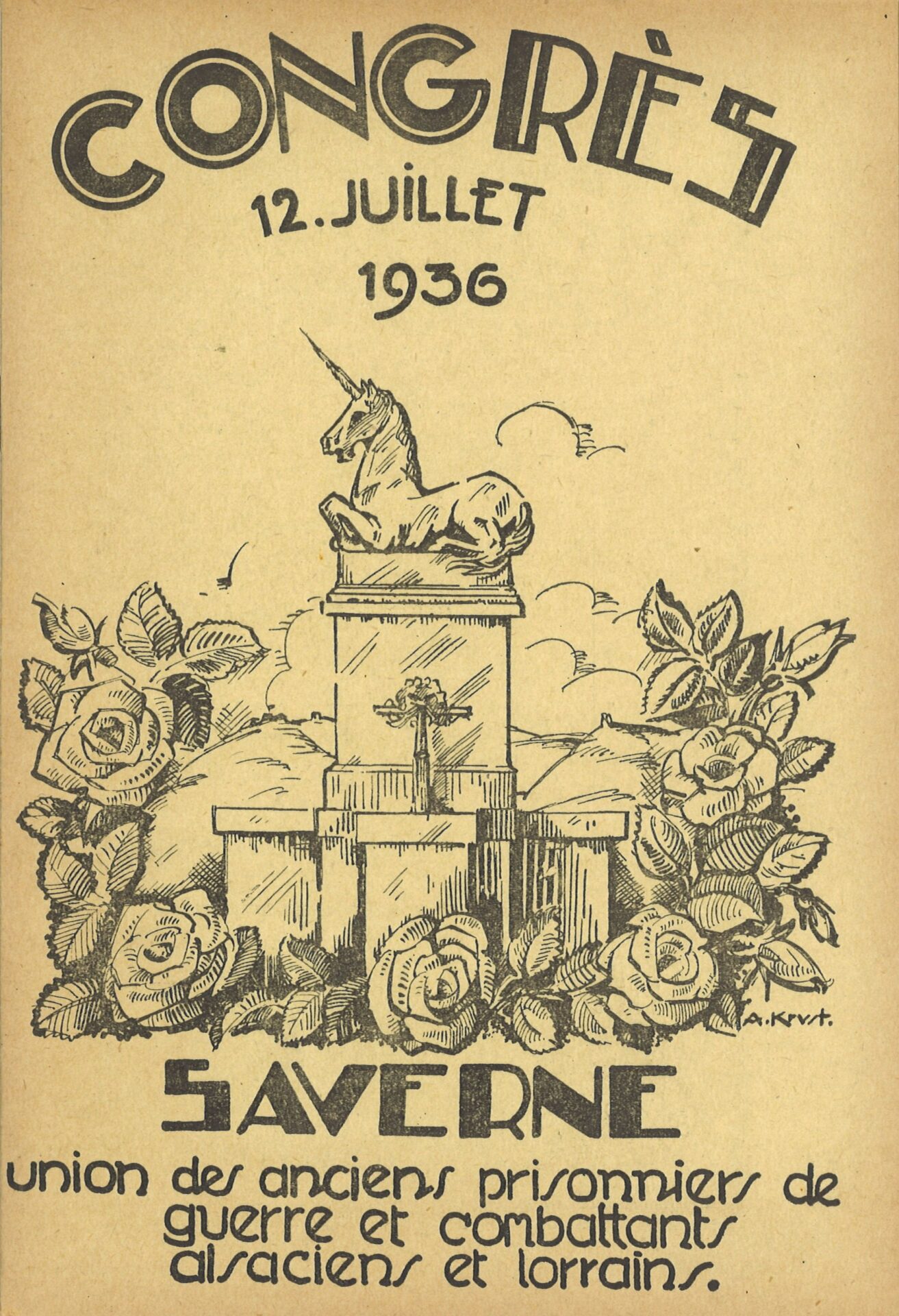 Congrès 12 juillet 1936 Saverne - Union des anciens prisonniers de guerre et combattants alsaciens et lorrains