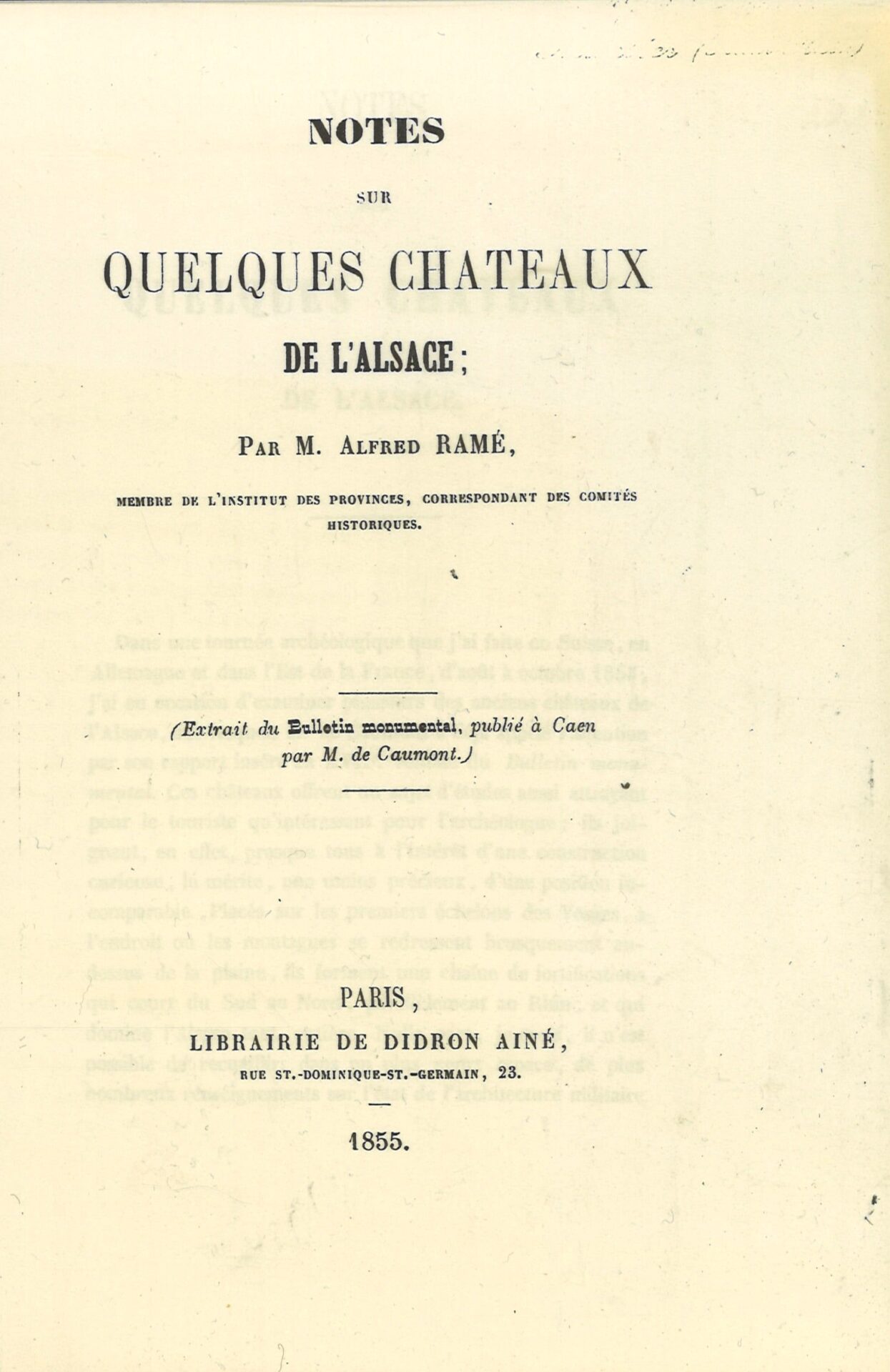 Notes sur quelques châteaux de l'Alsace