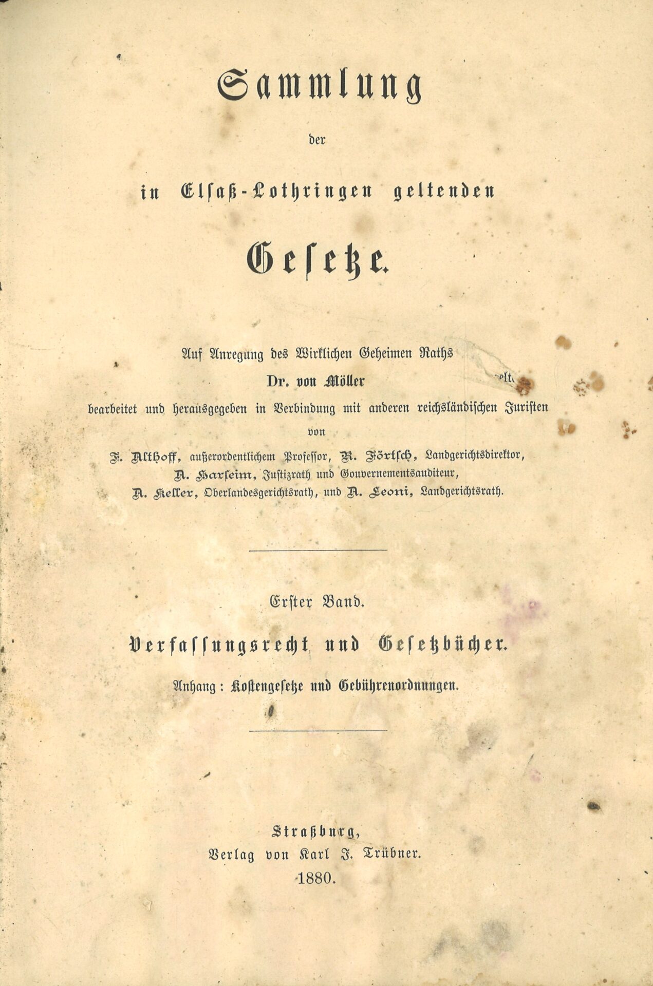 Sammlung der in Elsass-Lothringen geltenden Gesetze – Band I + Band II